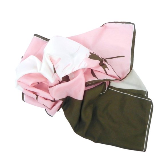 Vintage Silk Pink & Brown Scarf - Picture 7 of 9